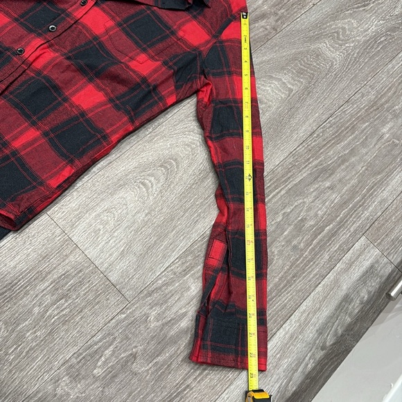 Red and Black Plaid Button-Up Flannel Shirt - Picture 4 of 5